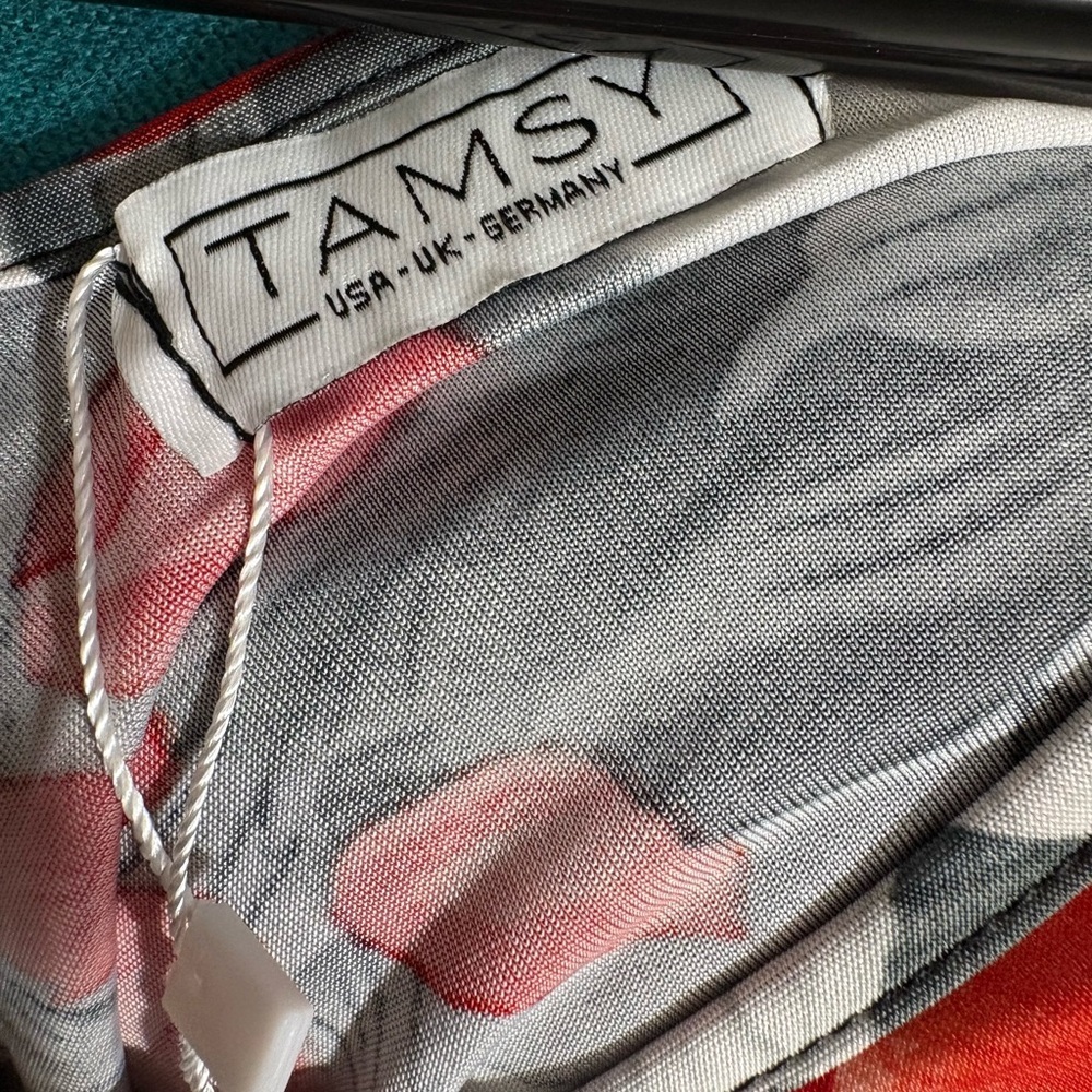 Tamsy Floral V-Neck Top in Red & Gray - Picture 2 of 5